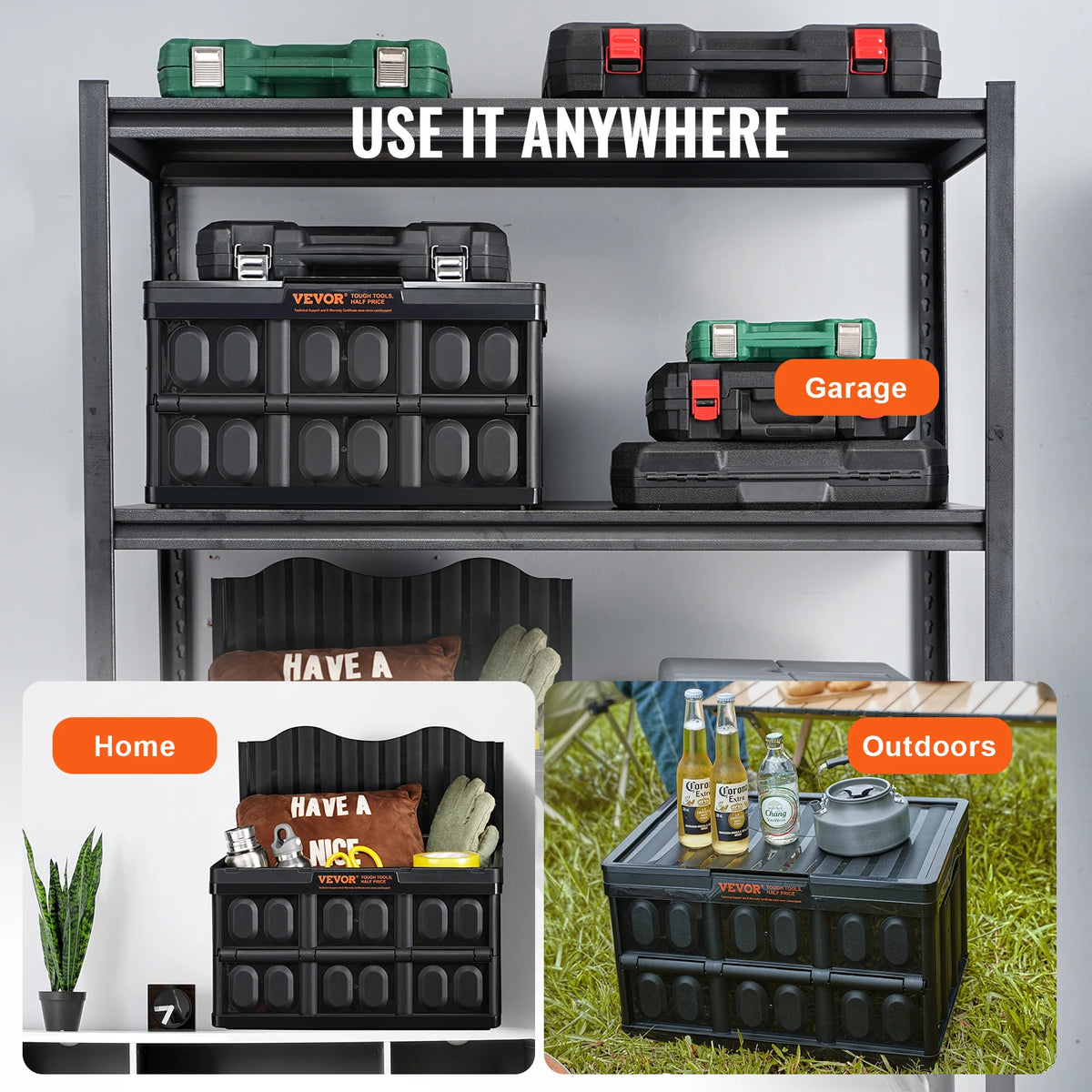 SucceBuy Collapsible Stackable Storage Bins With Lids for Home Use