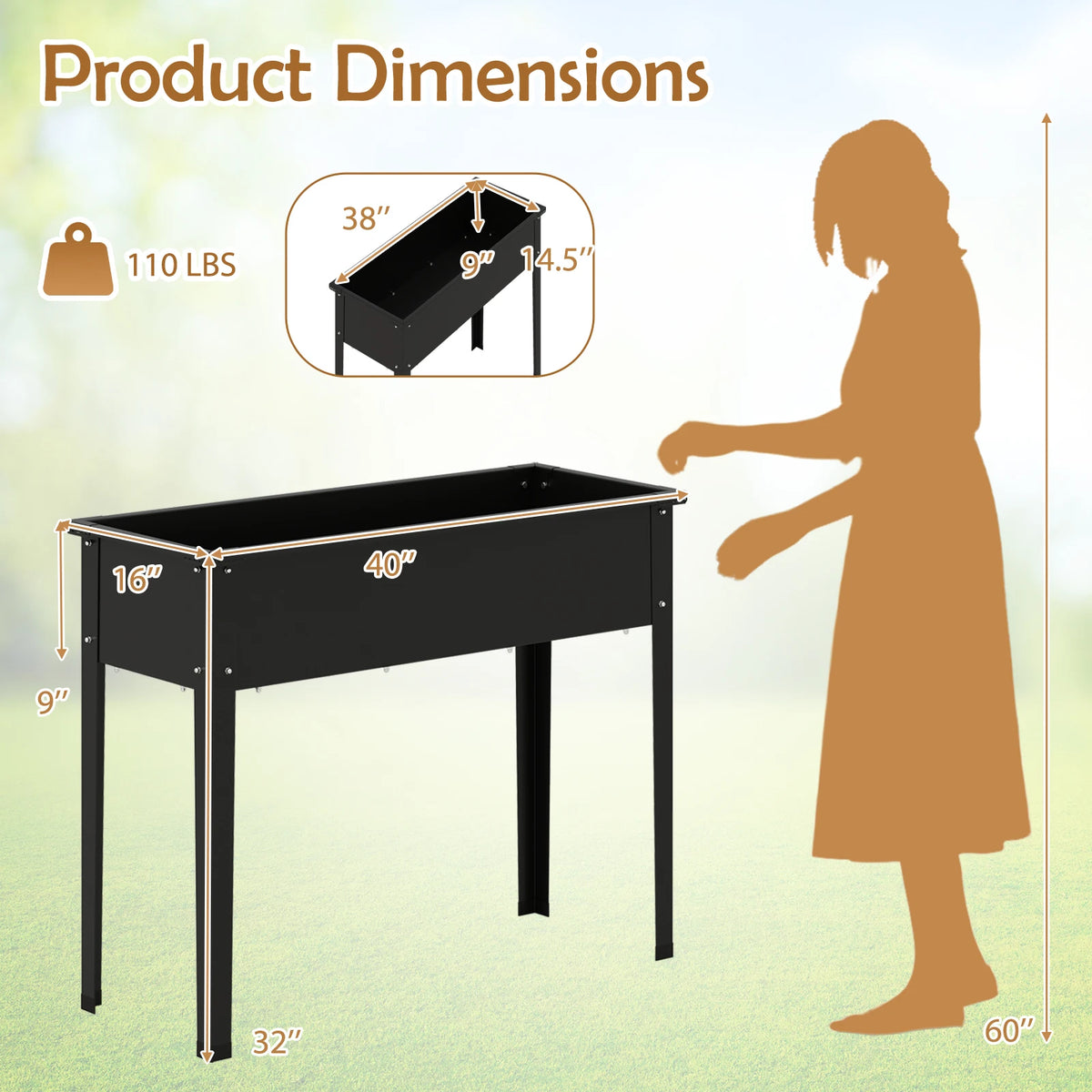 Elevated Metal Raised Garden Bed Planter With Legs And Drainage
