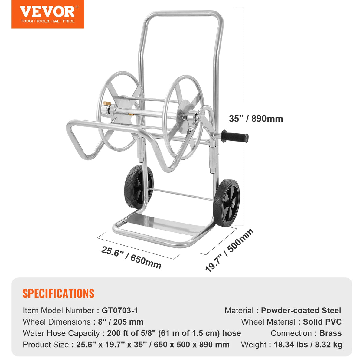 SucceBuy Heavy Duty Garden Hose Reel Cart With Storage Basket