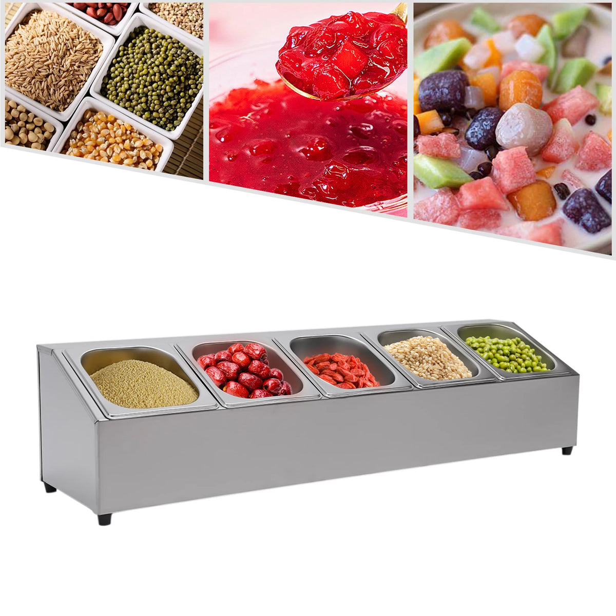 Stainless Steel Countertop Spice Rack Organizer With Lidded Pans
