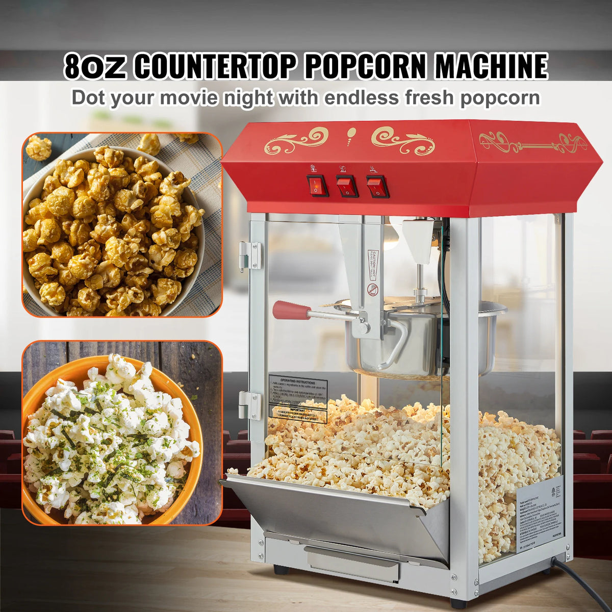 SucceBuy Automatic Electric Popcorn Maker With Durable Heating Element