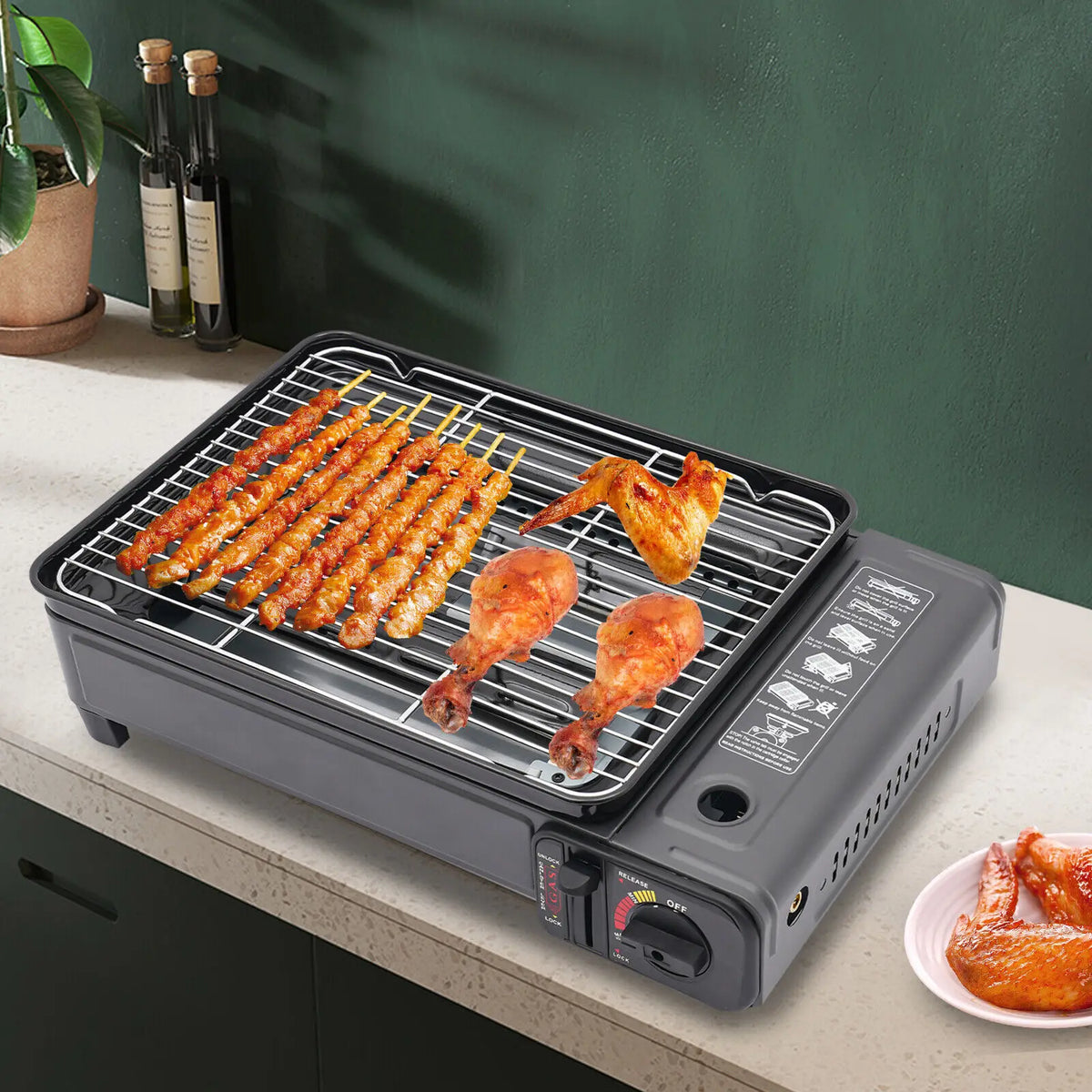 Portable Butane Gas Camping Grill Stove for Outdoor Cooking