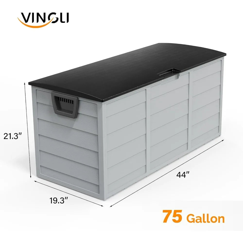 VINGLI Lockable Waterproof Outdoor Storage Box With Wheels For Patio