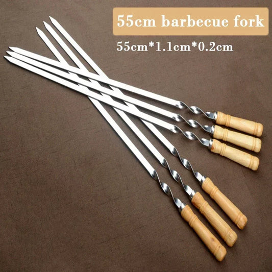 Stainless Steel BBQ Skewers With Long Handles For Outdoor Grilling
