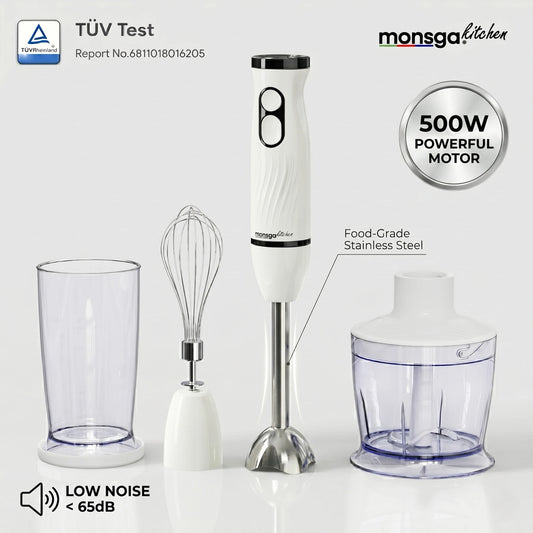 Monsga Electric Hand Immersion Blender Mixer With Whisk Attachment